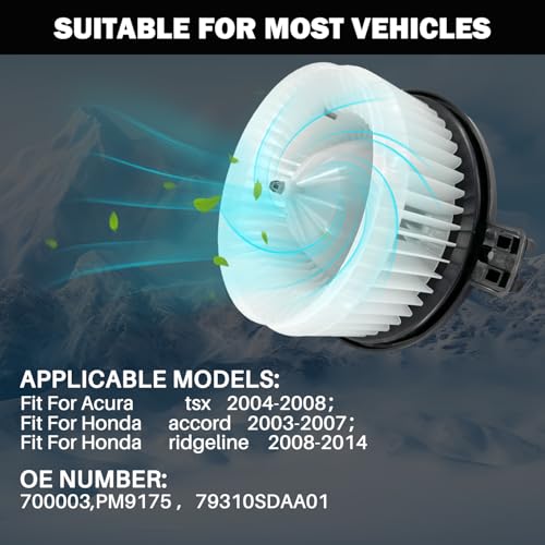 Image of 700003 AC Heater Blower Motor Fan Assembly Fit for Acura tsx 2004-2008,for Honda Accord 2003-2007,for Honda Ridgeline 2008-2014 79310SDAA01, 79310SDCA01, 79310SJCA03, HO3126106