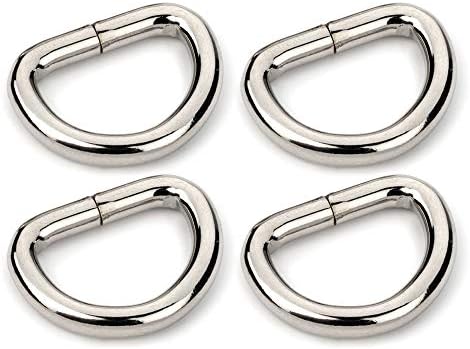 CRAFTMEMORE 1 1/4 & 1 1/2 Inches D-Ring Findings Metal Non Welded D Rings for Belts Bags Lanyard Leathercraft Avail 4 Colors (1 1/4" x 20 pcs, Silver)
