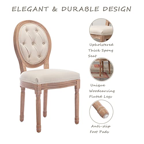 Phoenix Home Set Of 4 French Country Dining Chairs, Beige(Button) #TOP3