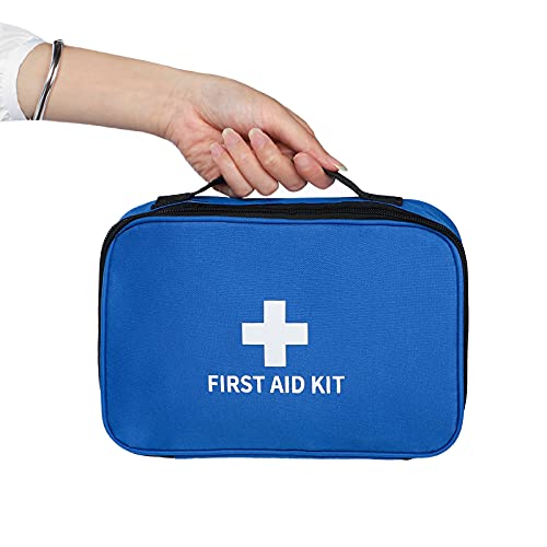 Image of Portable First Aid Bag Medical Carrying Handbag with Compartment Empty Zipper Emergency Pouch for Home Travel Camp Hiking Small Medicine Packet Organizer Kit with Handle Survival Storage Case 1 Pack