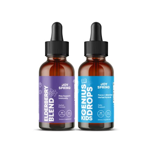 Joyspring Elderberry Syrup For Immune Boost - Liquid Elderberry For Kids And Genius Drops Organic Kids Focus And Attention #TOP10