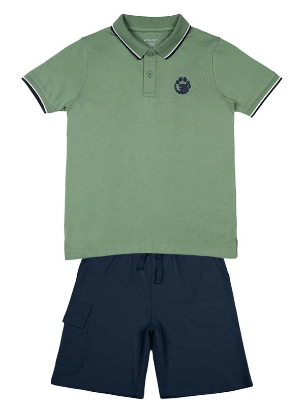 Image of Aventura Boys' Polo T-Shirt & Shorts Set 100% Cotton Bio-Washed Fabric Age 5-12 Years