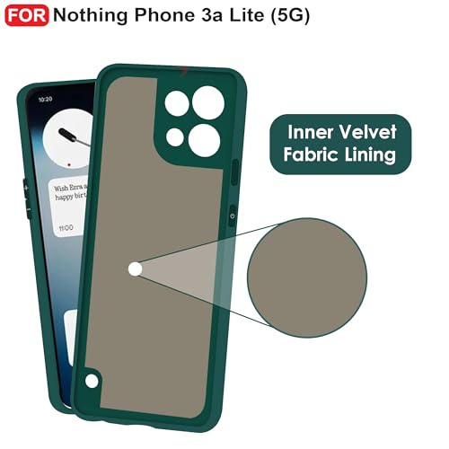 Image of CEDO Back Cover for Nothing Phone 3a Lite (5G) | Camera Bump Protection & Inner Velvet Fabric Lining | Ultra Slim Matte Soft Rubberised Case Cover (Green)