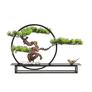 Artificial Trees Artificial Tree Bonsai Simulated Welcome Pine Potted Plant Metal Welding Frame Bird Decoration Living…