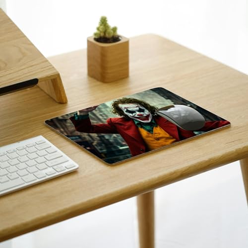 Image of Joker Inspired Character Print Mouse Pad for Laptop & Computer | 9 x 7.5 Inch | 3mm Thick Non-Slip Rubber Base Mousepad | Smooth Surface for Office, Work & Gaming