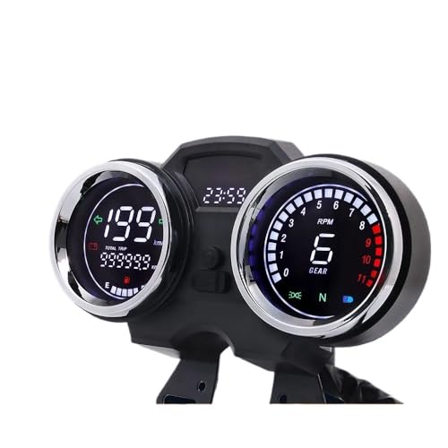 AD オートバイ用デジタルボード ユニバーサル LCD 走行距離計 スピードメーター メーター 計器 モトダッシュボード 時間カウンター タコメーター ギア付き