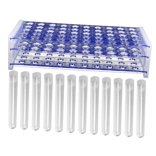 FUNOMOCYA Plastic Test Tube Container Lids 100pcs Science Laboratory Tubes for Chemical Experiments and Daily Storage Random