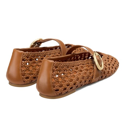 Woven Ballet Flats for Women Mesh Mary Jane Style, Elegant Breathable Fashionable for Office Wear3