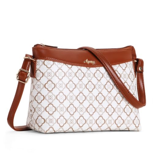 Image of Apery Elegant Printed Sling Bag | Two-Tone Faux Leather Shoulder Purse with Adjustable Strap