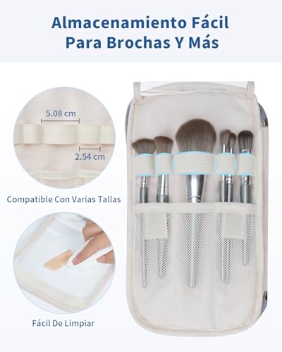 WANDF Neceser de Viaje Grande, Bolso de Maquillaje de Apertura Amplia con Asa, Bolso Cosmético Hinchado para Toallas, Cosméticos, Accesorios y Elementos Esenciales para Mujeres - imagen 4