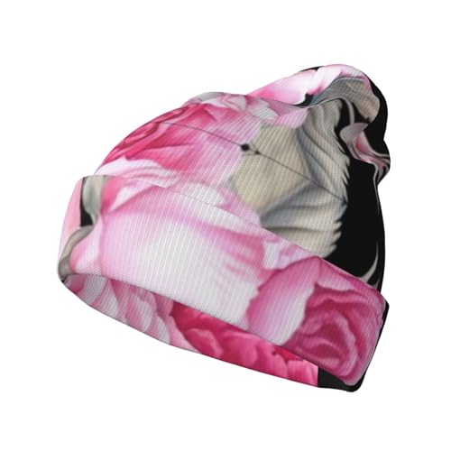 Bonnet tricoté adulte contre le froid hivernal style floral pour le camping