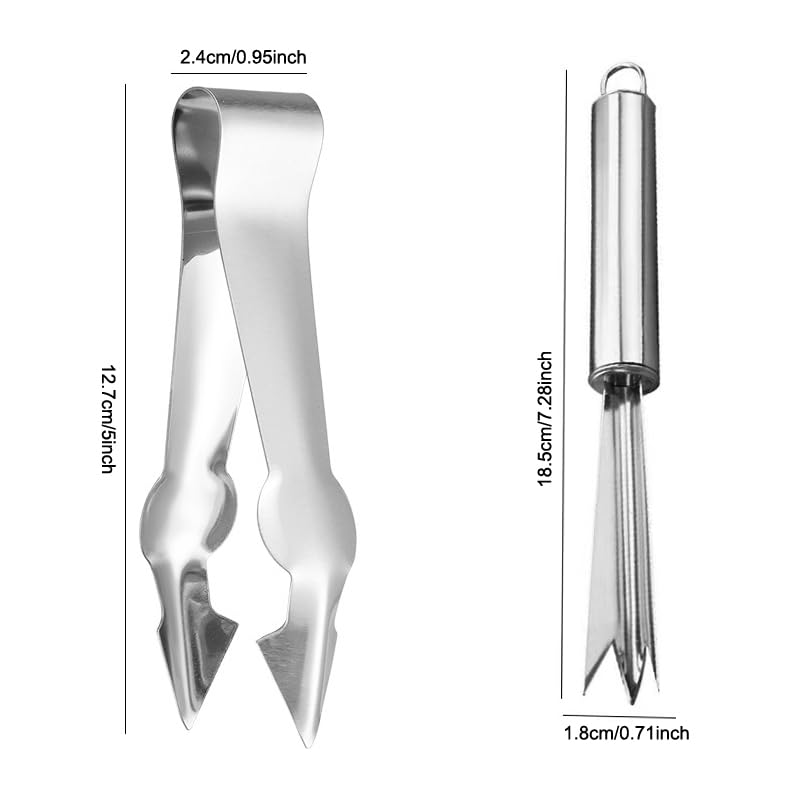 TorSor 4 Pack Pineapple Peeler Pineapple Eye Remover Clip Stainless Steel Pineapple Eye Cutter Removal Tool Strawberry Huller Pineapple Corer Cleaning Knife for Fresh Pineapple Strawberries Stem