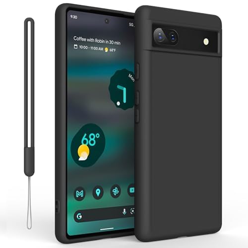 Case for Google Pixel 6a Phone Case with Lanyard Soft-Touch Shockproof DustProof Anti-skid Full Body Armour Phone Cover (Black)
