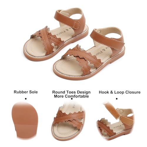 Image of Felix & Flora Toddler Girl Sandals - Little Girl Easter Dress Shoes Lightweight Open Toe Beach Holiday Flats