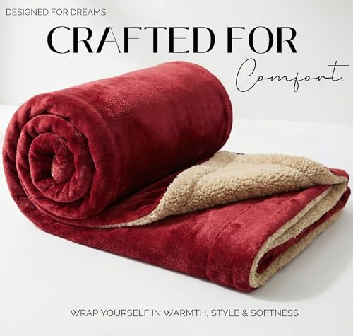Image of VAS COLLECTIONS Premium Ultra-Soft Comforter | 350 GSM Cozy Single Bed Blanket 223x142 cm | Warm Winter Bedding for Bedroom, Soft & Plush Blanket 1100 g (Maroon & Beige)