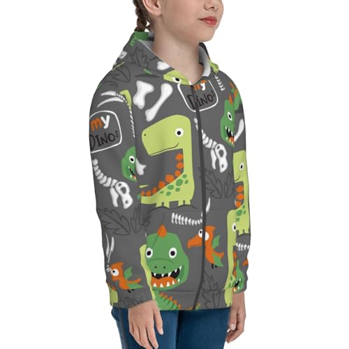 Cartoon Dinosaurs.Cute Dinosaurs Kids Pullover Hoodies Boys Zip Up Sweatshirts Girls Athletic Clothes with Pocket4