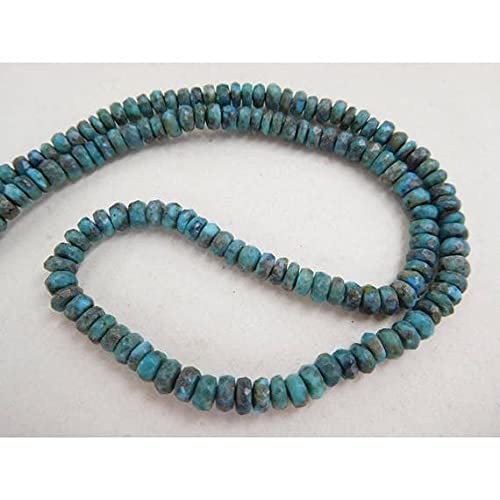 LKBEADS Natural Genuine Slleping Beaty Arizona Turquoise 4.5-5 Mm Faceted Rondelle Beads 13" Str