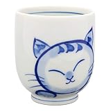 波佐見焼 湯呑 大 まる猫 青 404252
