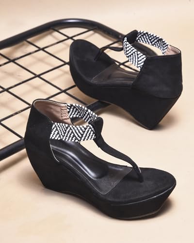 Image of SilverArrow womens Pacifico Fashion Sandals|Wedges Heel Sandals With Pull On Strap|Fusion Wear