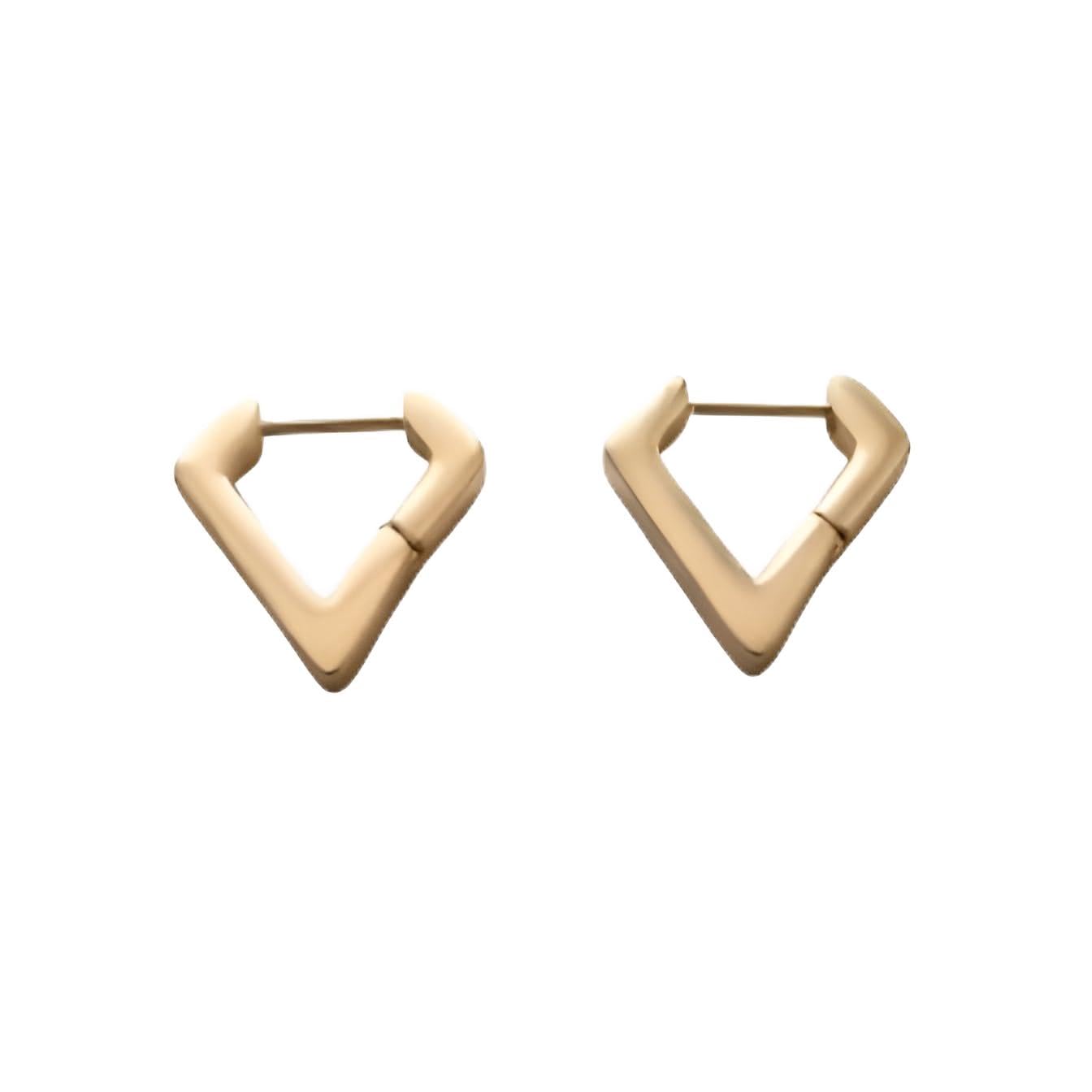 Men's Triangle Hoop Stud Earrings Gold Tone-image-15