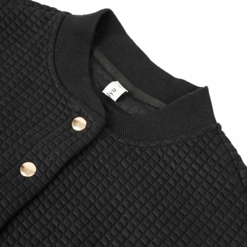 Amazhiyu Women's Quilted Cropped Bomber Jacket Long Sleeve Waffle Autumn Coat4