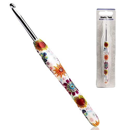 4.5mm Crochet Hook Ergonomic Handle for Arthritic Hands Soft Rubber Grip Extra Long Knitting Needles for Beginners and Knitting Crocheting Yarn (4.5mm)