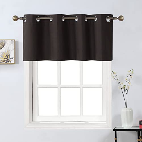 Home Queen Total Blackout Curtain Valance For Bedroom Window, Grommet Straight Bathroom Drape Valence, 54 W X 18 L, Brown #TOP1