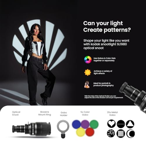 Image of KODAK SL1980 Condenser Snoot with Bowens Mount Special Effect Spotlight with Graphics & Color Filters, Creative Light Projection Kit for Photography and Videography