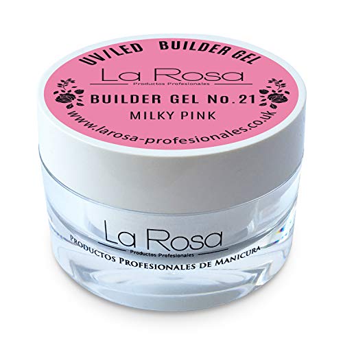 La Rosa - Gel de Montage Builder Rose pour Lampes UV/LED - 30 ml, pour Ongles (Milky Pink)