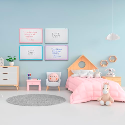 Quadro Branco Uv Moldura Mdf Revestido Azul Soft STALO, 40x30