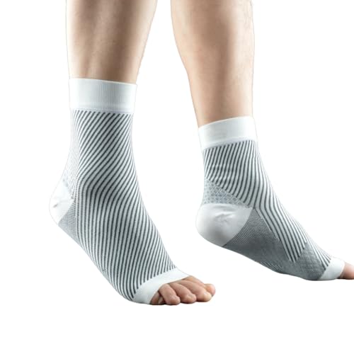 Plantar Fasciitis Socks with Arch Support for Men & Women - Best Ankle Compression Socks for Foot and Heel Pain Relief - Better Than Night Splint Brace, Orthotics, Inserts, Insoles (White, S/M)