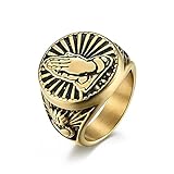 AMDXD Personalisiert Edelstahl Herren Trauringe, Band Ringe Hand Gebets Eheringe für Frauen, Gold, Gr.67 (21.3)