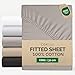 King Fitted Sheet 150x200 cm - 100% Cotton Sateen 400 Thread Count - Deep Fitted Sheet for Mattresses up to 30 cm (12")- Soft, Breathable & Wrinkle Free - Hotel Quality - OEKO-TEX - Light Grey