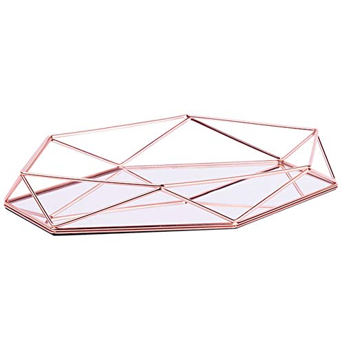 Schmuckkästchen für Kosmetik, sechseckig, für Parfüm, Aufbewahrungsbox, Teller, dekorativ, für Badezimmer, Waschraum, Zubehör, Geschenk, Hochzeit, Party, Gastgeschenk (Rotgold) Cover