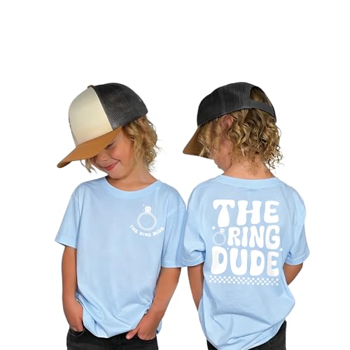 BOUTIKOME Toddler Baby Boys The Ring Dude Shirt Ring Bearer T-Shirt Wedding Gift Shirt Bridal Party Short Sleeve Summer Top (Blue 3-4 Years(100))