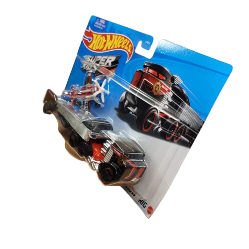 Vehículo DieCast Hot Wheels Super Rigs Sky Show Rig con Avión miniatura 5
