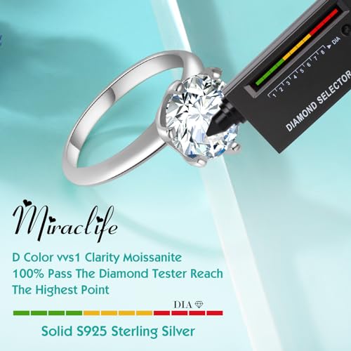 2CT Moissanite Engagement Rings for Women, 6 Prong Wedding Ring D Color, 925 Sterling Silver with 18K White Gold Plated, Include Jewelry Box,with Certificate4