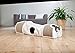 TRIXIE Cat Tunnel & Play Condo in Cream - Indoor Hideaway with Cat Toys - Sisal Rug and Plush Covered Hideouts - Collapsible Design for Easy Storage