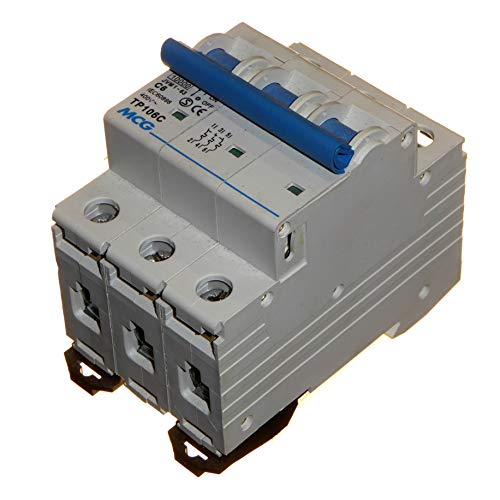 Disjoncteur MCB triphasé 6 A type C 400 V 10 kA pour montage sur rail DIN Cover