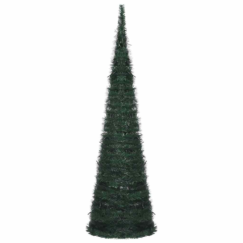 vidaXL Pop-Up String Artificial Christmas Tree with LED Lights, 5ft Durable Green PVC, Easy-Setup & Reusable Holiday Decor, Ideal for Indoor/Outdoor Use