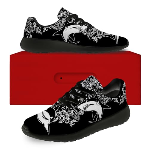 Novelty Shark Print Shoes for Men Women Lightweight 3D Printed Running Tennis Walking Sneakers Gifts for Him Her2