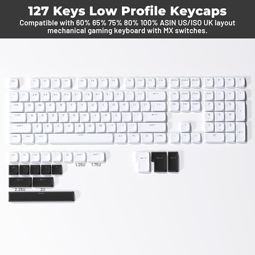 Image of GMKWTL XVX Low Profile White Keycaps, Shine Through Keycap Set, Double Shot PBT Key caps, Bow Keyboard Keycaps Compatibility for 60% 75% 80% 85% 100% MX Switches Mechanical Keyboard