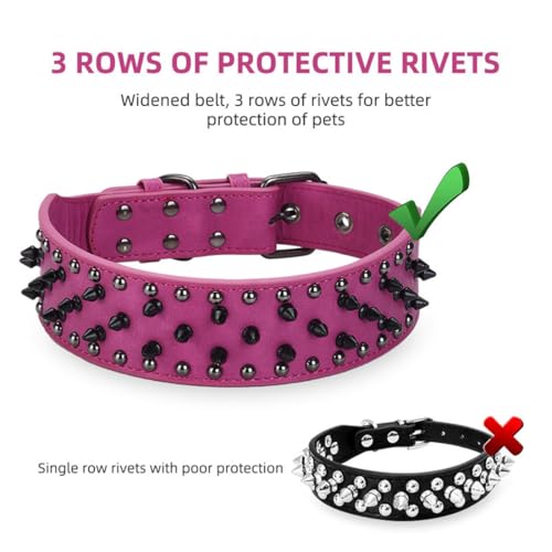 FUNAT Haustier Nietenhalsband, Großes Hundepunk Stil Nietenhalsband, Anti beißen Nagel Leder Hundehalsband, Hundehalsband mit Nieten Geeignet für mittlere bis große Hunde