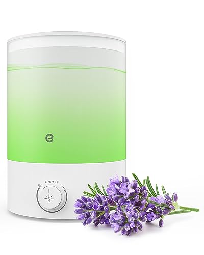 Esemoil Cool Mist Luftbefeuchter (2 l Wassertank), leiser Ultraschall- Luftbefeuchter für Schlafzimmer und große Räume- Top- Nachfüll- Design & 360°- Rotationsdüse, 8 Farben Nachtlicht für Babys
