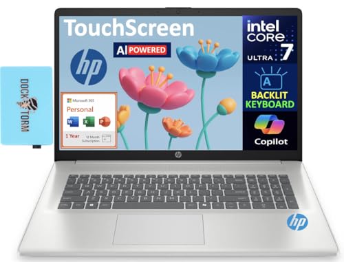 Image of HP 17 AI Powered Laptop 17.3 inch Touchscreen HD+ Display (Intel Ultra 7-255U, 16GB DDR5, 1TB PCIe SSD, Intel Graphics, Backlit KB, WiFi 6, Win 11 Pro) w /MS 365 Personal, DKZ USB Port Expander