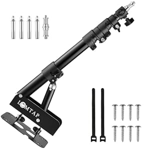 LOMTAP Ring Light Wall Mount Adjustable 45.7″ Boom Arm Stand for Photography Lighting Studio, Camera Triangle Wall Mount, Sturdy Alloy Support for Salon, Tatto Light, Barber Shop, Strobe