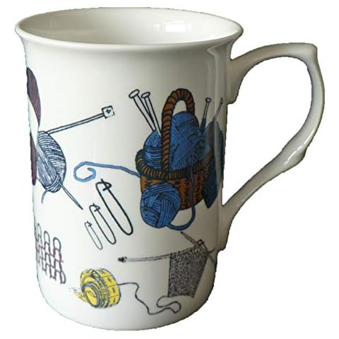 Knitting Design Bone China Mug Decorated All Round with Our Unique Knitting Design Cover