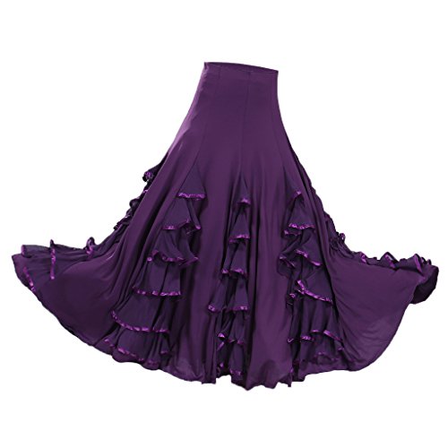 Wswqop Vestido de Baile Latino con Traje de Baile, Falda Larga, Vestido de Flamenco Y Falda Hecha de Fibra de Poliéster Suave para Regalo, Decoración Del, Viola, 60-105cm