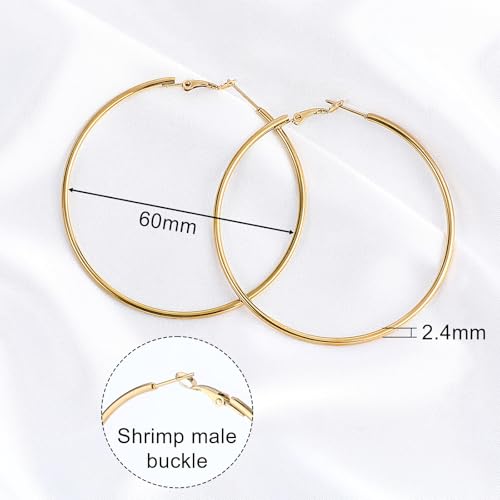 4Pcs Stainless Steel Hoop Earrings, Large Circle Silver Hoop Cartilage Gold Silver Rose gold Black Oversize Earrings for Women2