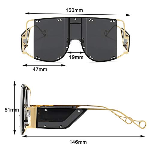 Image of COTIA /Fashion Square Sunglasses Women New Oversized Mirror Men Shades Glasses Luxury Brand Metal Rivet Fashion Female Eyewear